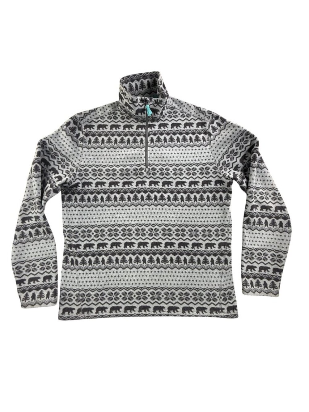 Chubbies Pullover Men Medium Gray Fleece 1/4 Zip Bear Fair Isle Thermal Abstract
